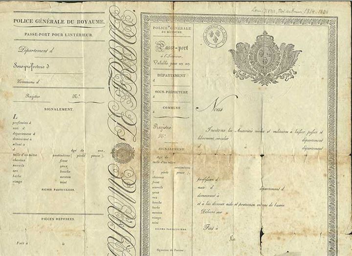 Louis XVIII (1814-1824) Pas-formular. Ubrugt.
