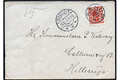 10 øre Chr. X på brev annulleret med stjernestempel SERUP og sidestemplet Silkeborg d. 27.11.1917 til Hellerup.