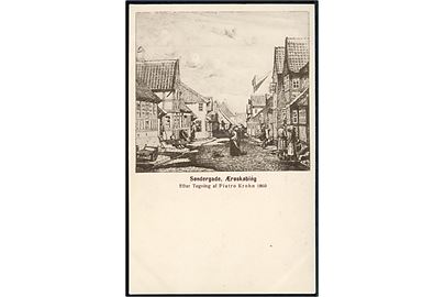 Ærøskøbing. Østergade. Efter tegning af Pietro Krohn anno 1860. Stenders no. 45499.
