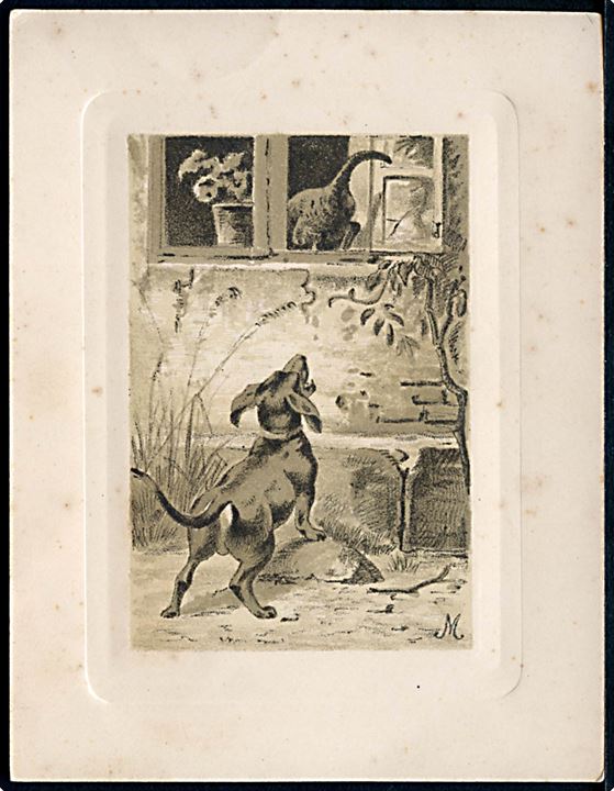 Adolf Mackeprang: Gravhund jager kat. Kartonkort u/no.
