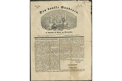 Den danske Bondeven no. 34 d. 26.5.1846. 4 sider bl.a. med illustreret artikel om Island.