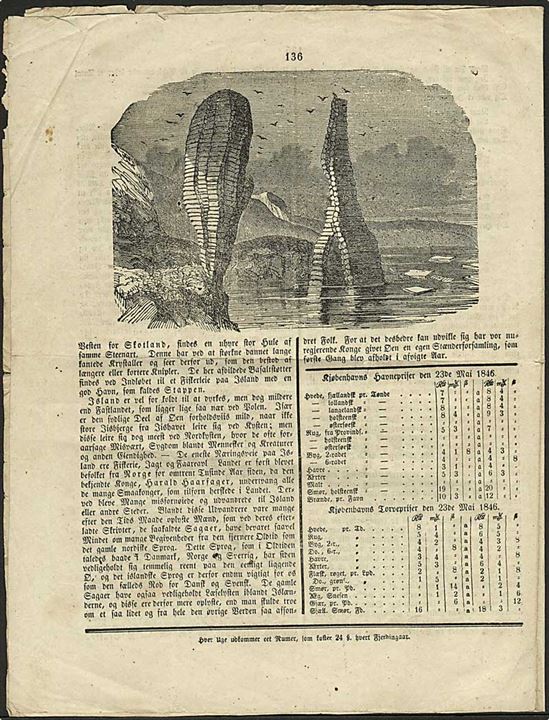 Den danske Bondeven no. 34 d. 26.5.1846. 4 sider bl.a. med illustreret artikel om Island.