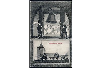Fritz Kraul: Brande, Nisser i bybilledet med prospekt af kirke. J. Christensen no. 34901.