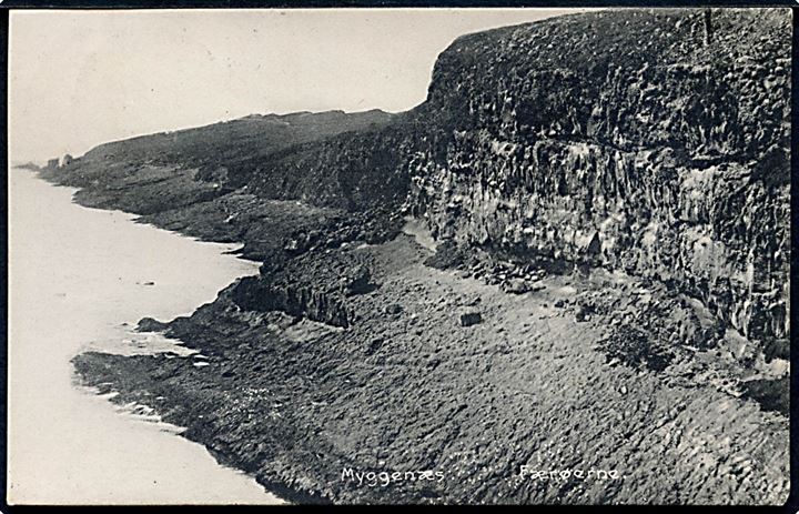 5 øre Bølgelinie på brevkort (Myggenæs) annulleret med brotype Ig Thorshavn d. 9.6.1913 til Charlottenlund.