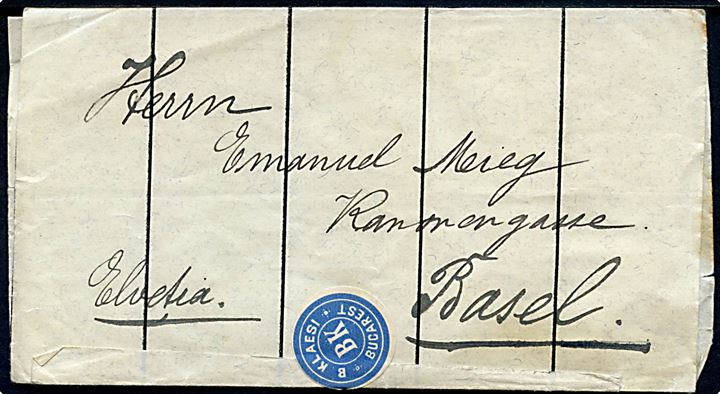 1 bani Kong Karl I helsags korsbånd i 5-stribe fra Bucuresti d. 29.11.1907 til Basel, Schweiz.