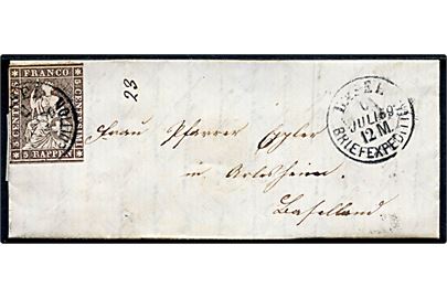 5 Rp. Helvetia på lille brev fra Basel d. 6.7.1859. Fuldt indhold.