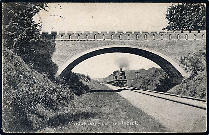 Humlebæk. Viadukten med lokomotiv. Stenders no. 17678. 