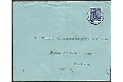 40 øre Chr. X på brev fra Kjøbenhavn d. 3.4.1925 til Cairo, Egypten.