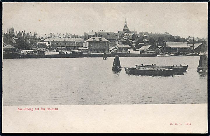 Svendborg set fra Holmen med dampskibe. H.M.O. no. 1041