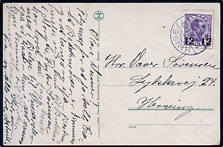 12/15 øre Provisorium på brevkort annulleret brotype IIb Hinge d. 10.7.1926 til Herning.