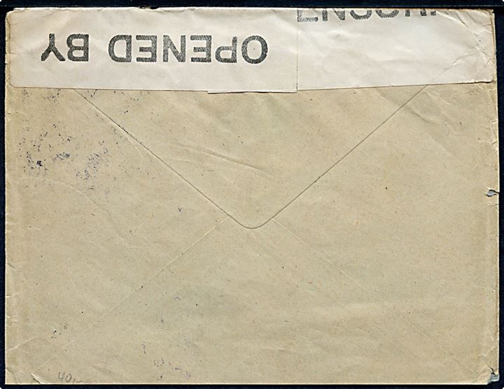 20 øre Chr. X i parstykke på brev fra Kjøbenhavn d. 5.4.1916 til New York, USA. Åbnet af britisk censur no. 680.