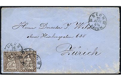 5 rp. Helvetia (2) på brev fra Bern d. 26.9.1862 til Zürich.