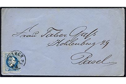 10 kr. Franz Joseph på brev fra Feldkirch d. 14.9.1875 til Basel, Schweiz.