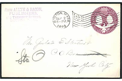 2 cents Colombus Landing helsagskuvert fra Boston d. 2.9.1895 til New York.