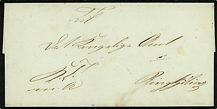 1851. Ufrankeret tjenestebrev mærket K.T.m.A. fra Viborg Stiftsamt med 1½ ringsstempel Viborg. d. 3.12.1851 til Ringkøbing. 