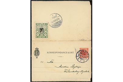 10 øre Chr. IX helsags korrespondancekort med Julemærke 1906 fra Lyngby d. 12.12.1906 til Frederiksborg.