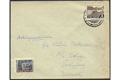 1 kr. Landbrug og 1950 Thorvaldsen Forening julemærke på brev fra Reykjavik 1950 til Vordingborg, Danmark.