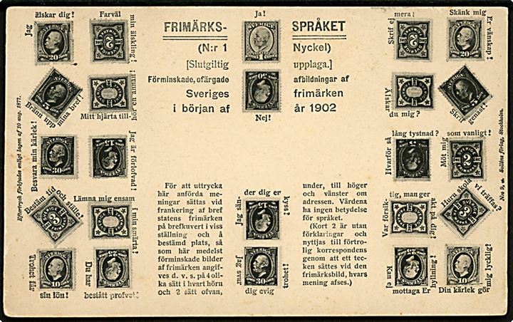 Frimærkesprog med Svenske frimærker. U/no. 