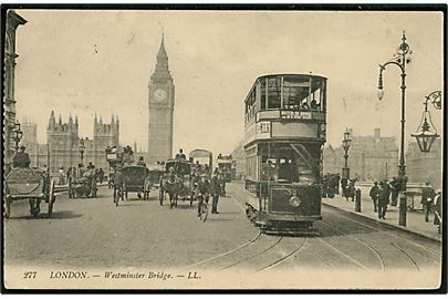 London. Westminster Bridge med sporvogn no. 320. LL. no. 277.