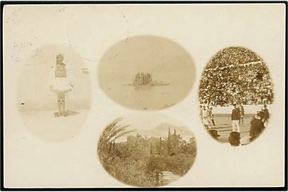 Olympiade 1906 i Athen, Grækenland. Fotokort med prospekter anvendt i Danmark august 1906. 