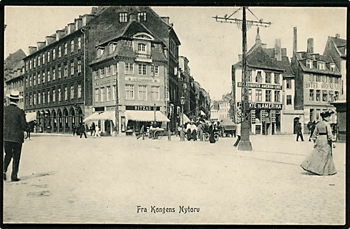 Bredgade hj. Store Strandstræde med Kanneworffs hus og Ritzau set fra Kongens Nytorv. Sk.B.& Kf. no. 2576. Kvalitet 10