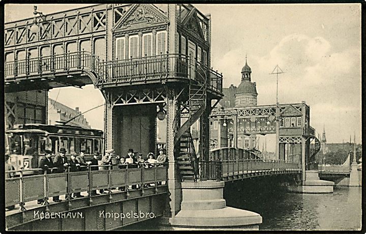 Ny Knippelsbro med sporvogn linie 2. Stenders no. 20619. Kvalitet 8