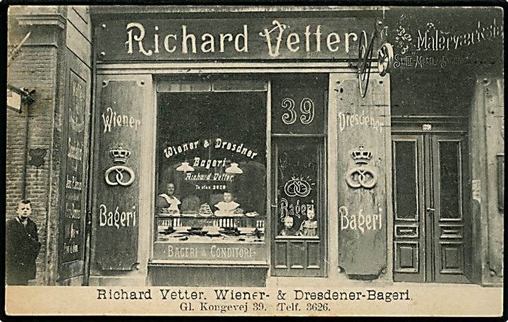 Gammel Kongevej 39 Richard Vetter Wiener og Dresdner Bageri. Reklamekort u/no. Kvalitet 8