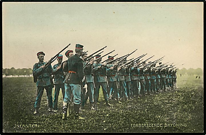 Militær. Infanteri, forberedende skydning. A. Vincent no. 654 Kvalitet 9
