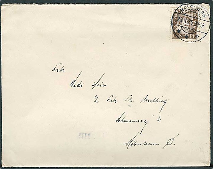 20 øre Chr. IV Postjubilæum på brev fra Helsingør d. 29.1.1925 til København.