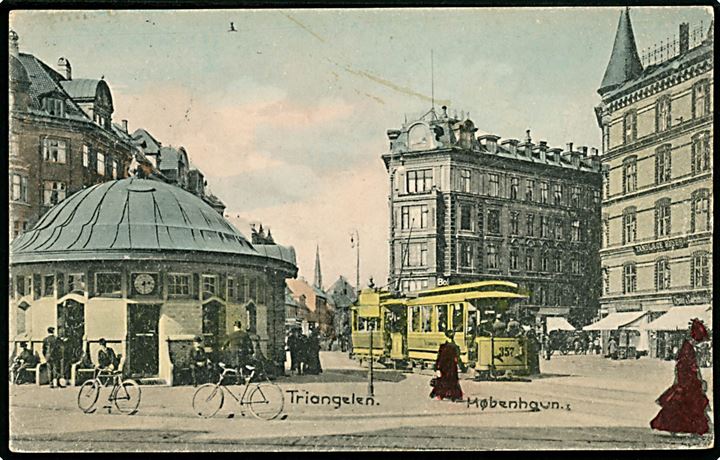 Østerbrogade ved Trianglen med sporvogn no. 357. N. K. no. 773. Kvalitet 8