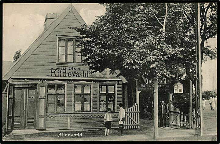 Strandvejen 49 (nuv. Østerbrogade 165) beværtningen “Kildevæld” v. H. C. Olsen. A. Jensen u/no. Kvalitet 9
