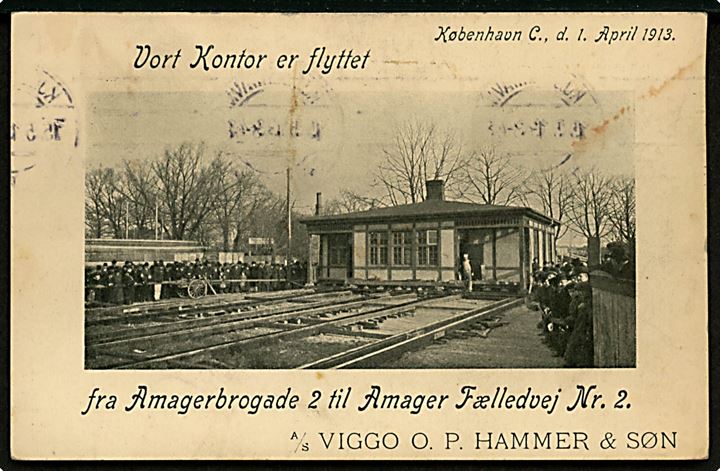 Amagerbrogade 2 A/S Viggo O. P. Hammer & Søn flytter til Amager Fælledvej 2. Flyttekort u/no. Kvalitet 7