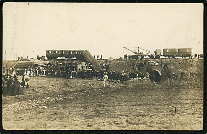 Vigerslev ulykken 1919. Bjergningevogn. Fotokort Föges Foto Anstalt no. 273. Kvalitet 7