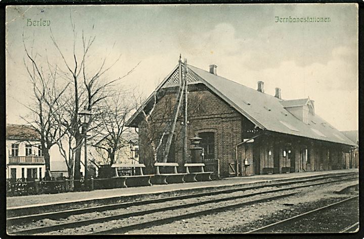 Herlev jernbanestation. P. Alstrup no. 8912. Anvendt 1917. Kvalitet 7