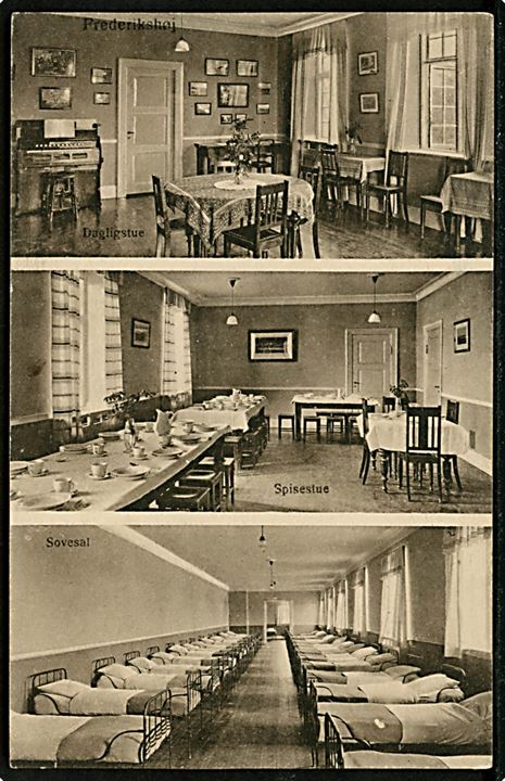 Brønshøj, “Frederikshøj”, interiør med dagligstue, spisestue og sovesal. No. 316363. Kvalitet 8