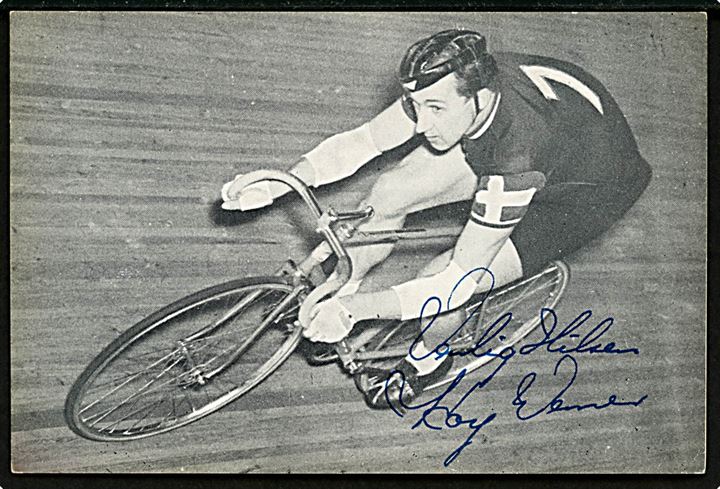 Sport. Cykling. Kay Werner Nielsen (1921-2014) dansk cykelrytter. Autograf. SIMA u/no. Kvalitet 9