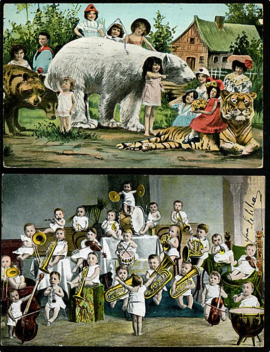 Børn. Baby-orkester og Børn i Zoo. Serie 319 og 1780. Kvalitet 7