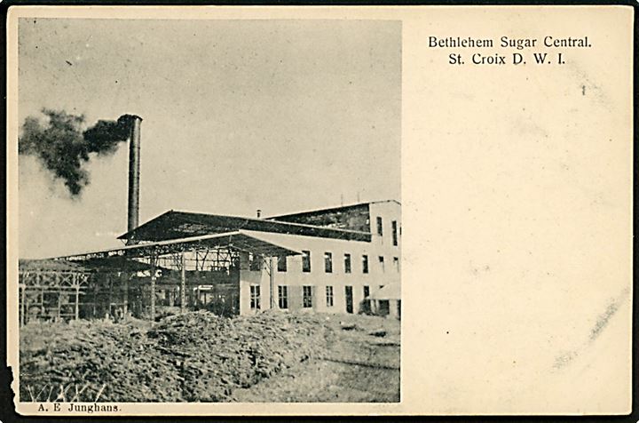 D.V.I., St. Croix, Bethlehem Sugar Central. A. E. Junghans no. 5. Hjørneskade.  Kvalitet 5