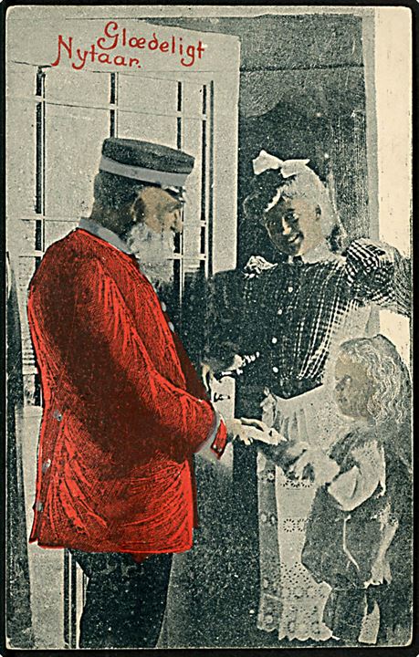 A. Vincent serie 122/5. Postbud aflevere julepost. Ludvig Møgelgaard. Anvendt 1926. Kvalitet 7