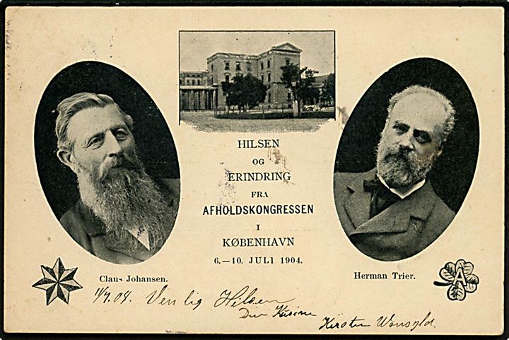 Afholdenhed. Afholdskongressen i København med Clau-Johansen og Herman Trier 1904. U/no. Kvalitet 7