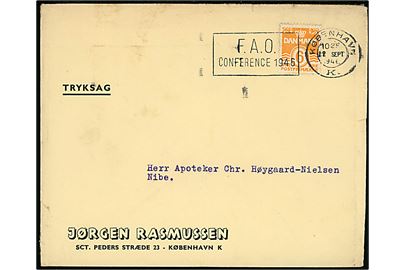 6 øre Bølgelinie single på tryksag annulleret med TMS F.A.O. Conference 1946/København K. d. 12.9.1946 til Nibe.