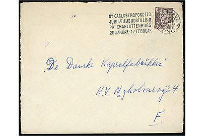15 øre Fr. IX på lokalbrev annulleret med TMS Ny Carlsbergfondets Jubilæumsudstilling på Charlottenborg 20. Januar - 17. Februar/København OMK 10 d. 23.1.1952.