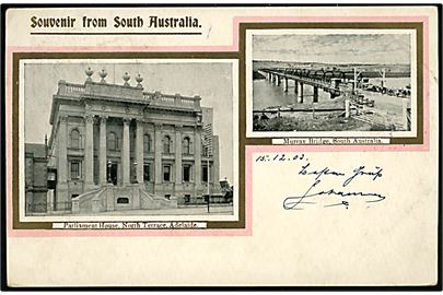 South Australia, Adelaide. Frankeret med ½d og 1d stemplet Port Adelaide S.A. d. 15.12.1903 til København, Danmark.
