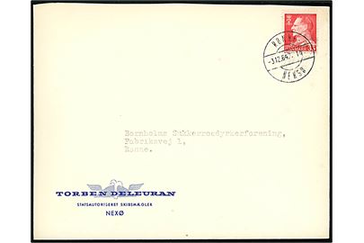 35 øre Fr. IX på brev fra Neksø annulleret med bureaustempel Rønne - Neksø T.14 d. 3.12.1964 til Rønne.