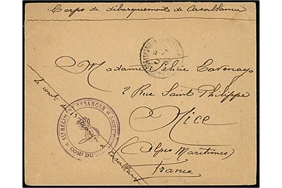Ufrankeret feltpostbrev fra Fremmedlegionen i Marokke med svagt fransk feltpoststempel fra Casablanca d. 11.1.1903 til Nice, Frankrig. Stort afdelingsstempel fra 1er Regiment Etranger.