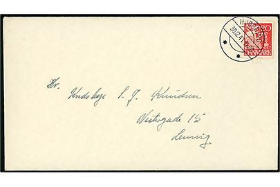 20 øre Karavel på brev annulleret med tydeligt brotype IId Hjørring ** d. 30.12.1941 til Lemvig.