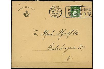 10 øre Bølgelinie på fortrykt kuvert Posttjeneste fra Toldpostkontoret sendt lokalt i København d. 19.5.1930.