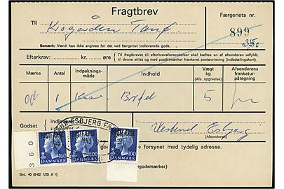 100 øre Margrethe (3) Postfærgemærke på fragtbrev fra Esbjerg d. 12.3.1977 til Fanø.