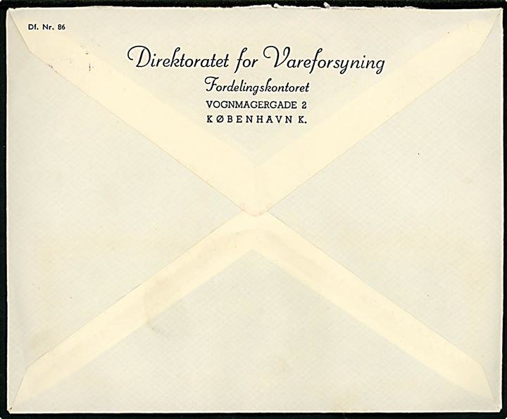 10 øre Bølgelinie med perfin V på lokalbrev fra Direktoratet for Vareforsyning stemplet København d. 13.3.1945.