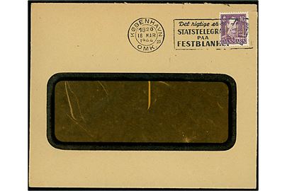 10 øre Chr. X med perfin K.H. på rudekuvert fra Kjøbenhavns Handelsbank sendt lokalt i København d. 16.3.1944.